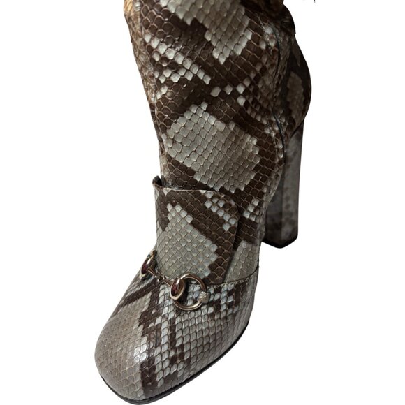 Gucci Aquamarine Blue Python Horse bit Knee-High Lillian Boots – Size 42– New - Picture 9 of 16